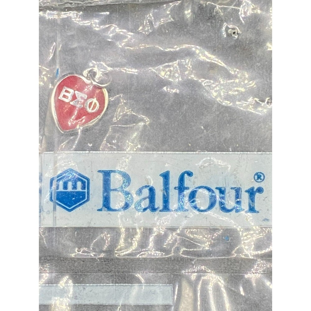 1987 Beta Sigma Phi Balfour Charm Silver and Red Enamel - Vintage